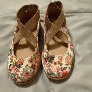 Floral Kids Ballet Shoes with Elastic Straps